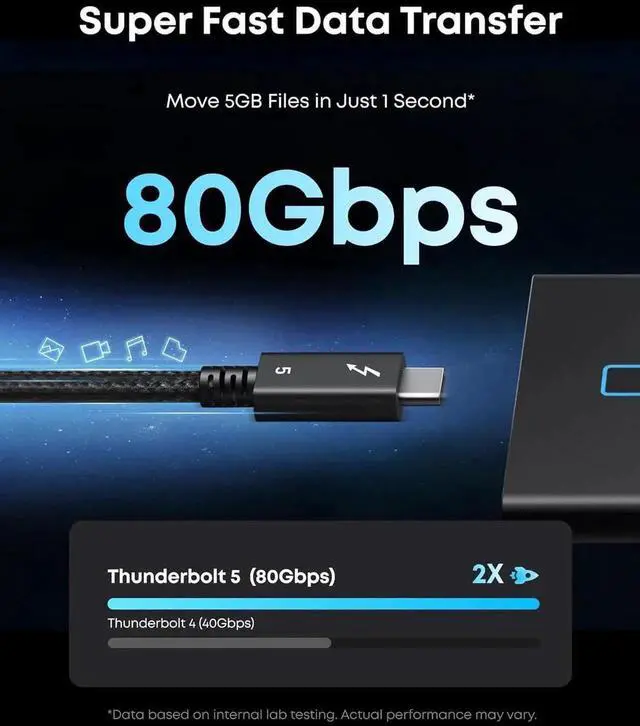 Alt view image 5 of 7 - WISDUM Prime Thunderbolt 5 Cable, 3.3 FT USB C to USB C Cable, 240W Charging, 80Gbps Data Transfer, Up to 120Gbps Bandwidth, 8K/4K Displays, for iPhone 16, MacBook, and More (Thunderbolt 5-Certified)