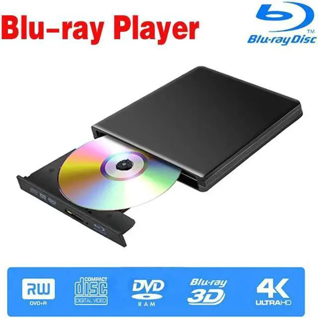 Main image of Aluminum Blu Ray Player Drive, External USB 3.0 Portable CD/DVD+/-RW Drive/DVD Blu Ray Player for Laptop CD ROM Burner for Laptop Desktop PC Windows Linux OS Apple Mac Black