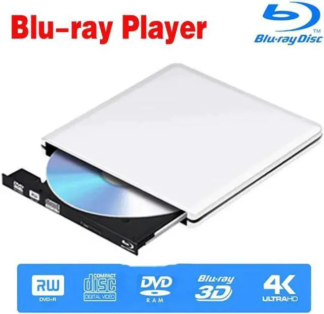 Main image of Aluminum Blu Ray Player Drive, External USB 3.0 Portable CD/DVD+/-RW Drive/DVD Blu Ray Player for Laptop CD ROM Burner for Laptop Desktop PC Windows Linux OS Apple Mac Silver