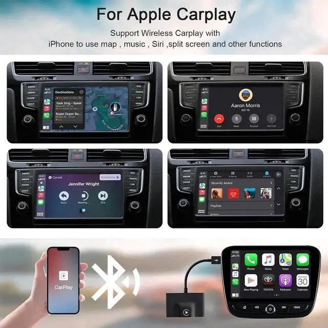 Alt view image 3 of 7 - CarPlay Wireless Adapter for Factory Wired CarPlay 2024 Upgrade Plug & Play Dongle Converts Wired to Wireless for Cars from 2015 & iPhone iOS 10+ Black