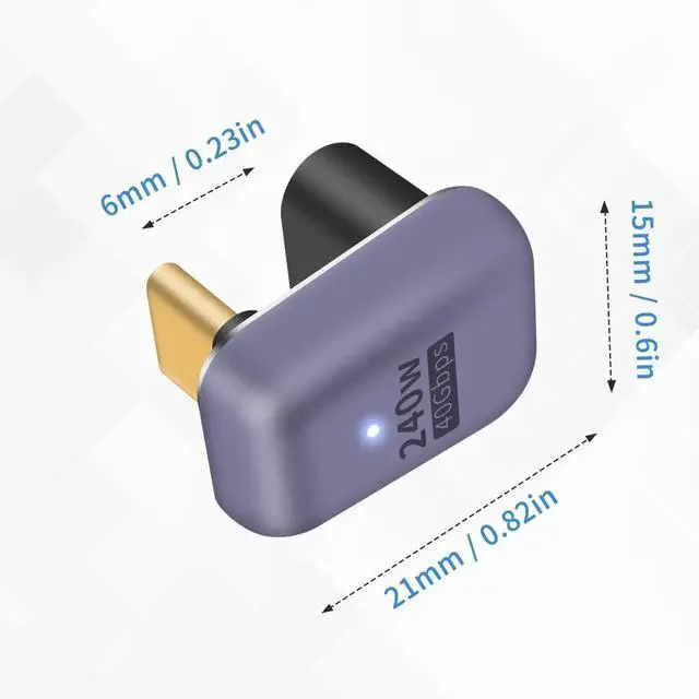 Alt view image 6 of 6 - 180 Degree USB C Adapter 240W, 2-Pack U Shape USB C 180 Degree Angled USB 4.0 Type C Extender Connector Support 40Gbps Data & 8K Video for Thunderbolt 4/3, Laptop, MacBook