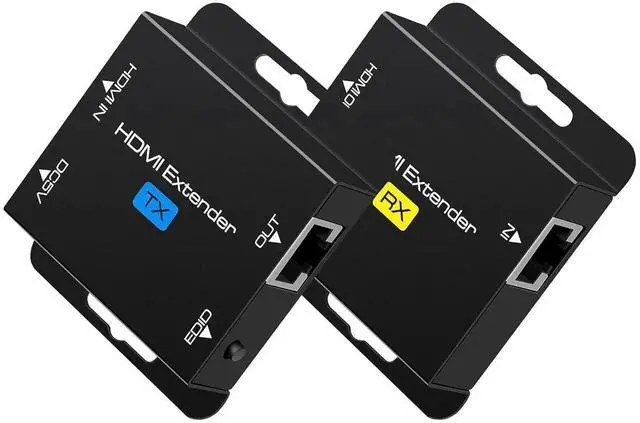 Main image of HDMI Extender Over Single Cat6 Ethernet up to 200Ft Repeater Balun Transmitter Receiver Power on Cat Support Full 1080p 3D HDCP EDID Copy from Displays