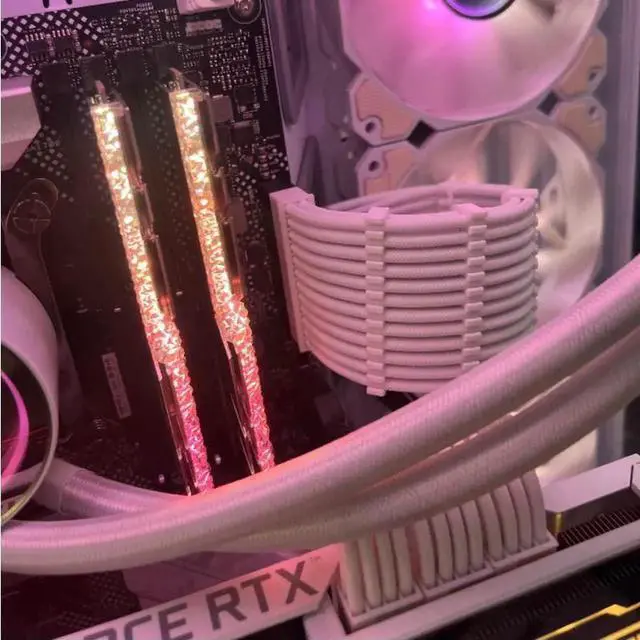 Alt view image 4 of 4 - PSU Cable Extension Kit 30CM Length with Combs,1x24Pin/2x8Pin(4+4) EPS/3x8Pin(6P+2P) PCI-E/PC Sleeved for ATX Power Supply,White, All-White