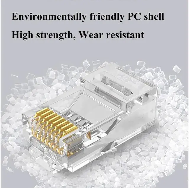 Alt view image 3 of 7 - RJ45 Connector Cat6 Cat5 Terminals Gold Plated 8P8C Ethernet Pass Through Plug(100Pack)
