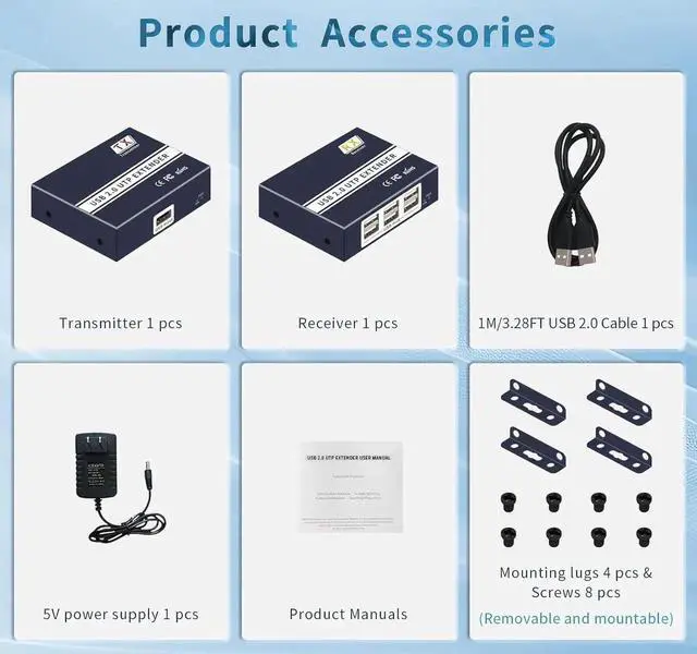 Alt view image 6 of 6 - USB Extender Over ethernet cat5e cat6/7 up to 492FT/150m,6 Port UBS2.0,USB ethernet Extender Over rj45 IP Gigabit Switch ethernet Extender. No Driver,Supports All Operating System, Keyboard and Mouse