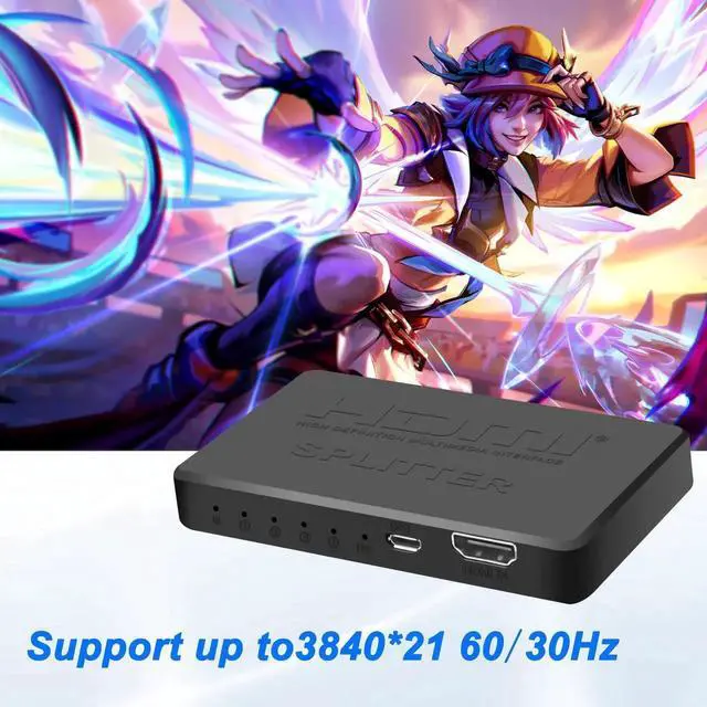 Alt view image 5 of 7 - 1x4 HDMI Splitter 1 in 4 Out 4K HD Digital 4 Way HDMI Splitter Support Full HD 1080P 4K/2K/30Hz,3D,HDR for TV,HDTV,PS4/5,Projector,Blu-Ray Player,Xbox