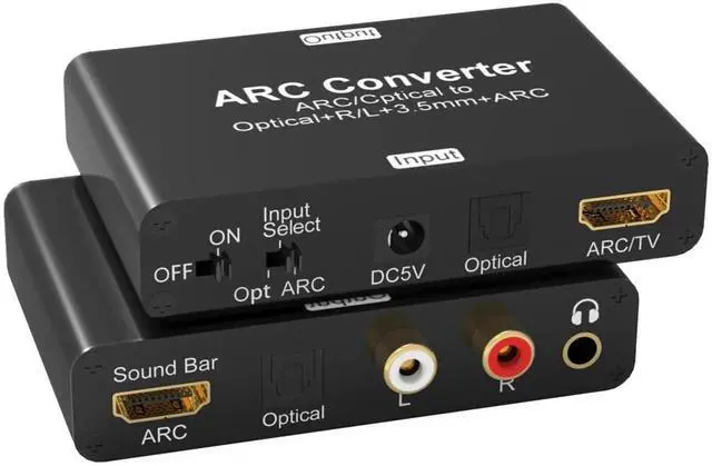 Main image of ARC Audio Extractor, 192KHz Digital to Analog Audio Converter DAC Converter, HDMI ARC or SPDIF/Optical to HDMI, SPDIF/Optical, 3.5mm Jack & Stereo L/R Outputs for TV, DVD and Game Consoles