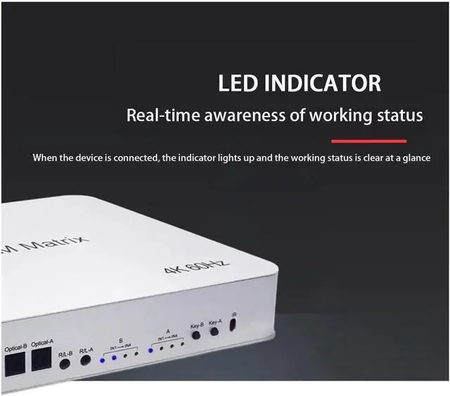 Alt view image 6 of 7 - 4X2 HDMI KVM Switch Matrix 4Port Dual Monitor Extended Display 4K 60Hz Supports USB2.0 Devices Control Up to 4 Computers