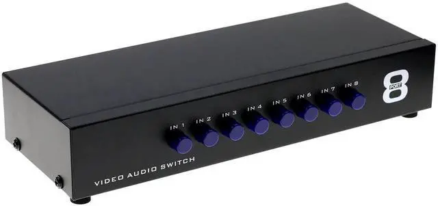 Main image of 8-Way Composite Video Audio 3 RCA AV Switch Switcher Box Selector 8 in 1 Out 8x1