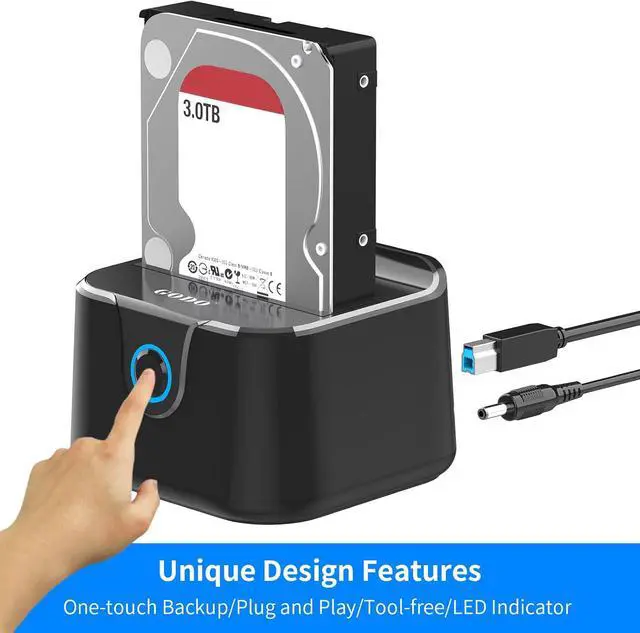 Alt view image 2 of 6 - Single Hard Drive Docking Station USB 3.0 to SATA III for 2.5/3.5 inch HDD SSD, External Hard Drive Dock with UASP (5 Gbps),Support Offline Clone and Max