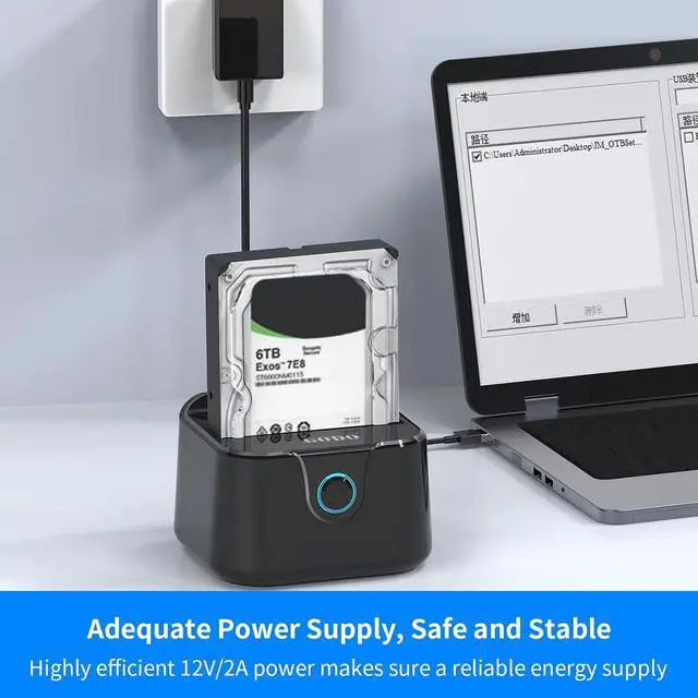 Alt view image 6 of 6 - Single Hard Drive Docking Station USB 3.0 to SATA III for 2.5/3.5 inch HDD SSD, External Hard Drive Dock with UASP (5 Gbps),Support Offline Clone and Max