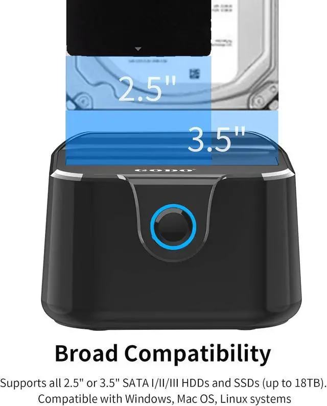 Alt view image 4 of 6 - Single Hard Drive Docking Station USB 3.0 to SATA III for 2.5/3.5 inch HDD SSD, External Hard Drive Dock with UASP (5 Gbps),Support Offline Clone and Max