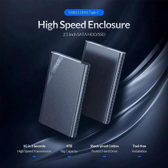 Alt view image 2 of 6 - 2.5 Inch HDD Case SATA to USB 3.0 5Gbps 4TB HDD SSD Enclosure Support UASP HD External Hard Disk Box for 7-9.5mm HDD Box