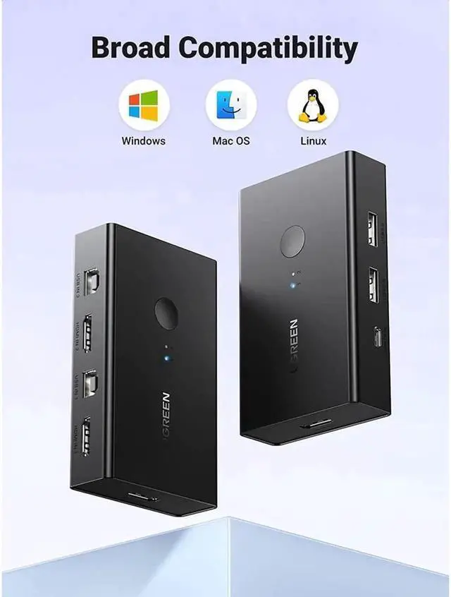 Alt view image 7 of 7 - KVM Switch, HDMI USB KVM Switcher with Desktop Control for 2 Computers Share Keyboard Mouse Printer and One HD 4K Monitor, Support 4K@60Hz 3D HDR, with 2 USB 2.0 Cables and 2 HDMI 2.0 Cables