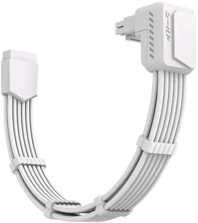 Main image of Shield PCIE 5.1 GPU Extension Cable with 90 Degree 12V-2x6 Angle Adapter,16pin (12+4) 12VHPWR PCIe 5.1 PSU Cable Extension for RTX 40/50 Series with Combs-Standard Type-White