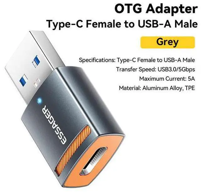 Main image of Essager USB 3.0 OTG Adapter, Type-C / USB-A / Micro USB / Lightning Converter, 5A Fast Charging & 5Gbps Data Transfer, Plug & Play OTG Connector for Smartphone, Tablet, USB Drive, Keyboard