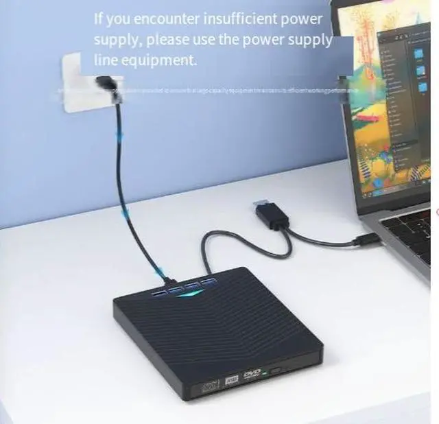 Alt view image 5 of 5 - Multi-Function External USB 3.0 DVD Drive Portable CD/DVD Burner for Laptop/Desktop, with USB 3.0 + Type-C + SD/TF Card Slots, Plug-and-Play