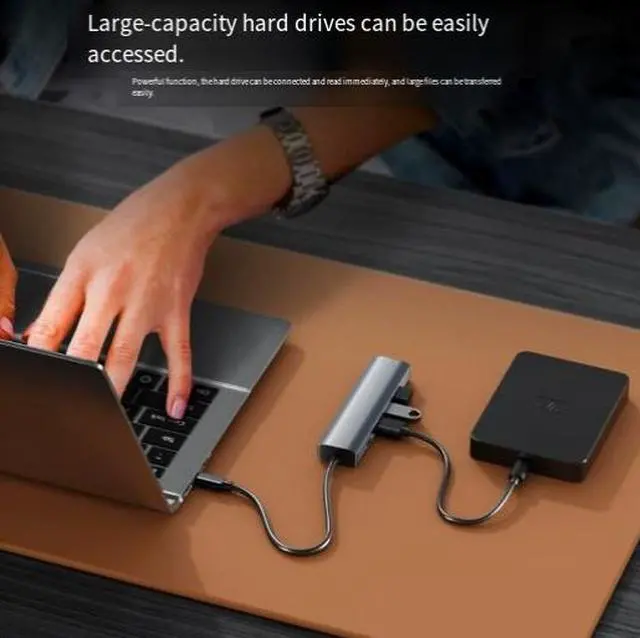 Alt view image 3 of 4 - Type-C Hub with Gigabit Ethernet USB 3.0 Expansion Dock for Laptop, Multi-Port Adapter with USB 3.0 Ports, Hub Splitter for MacBook/PC