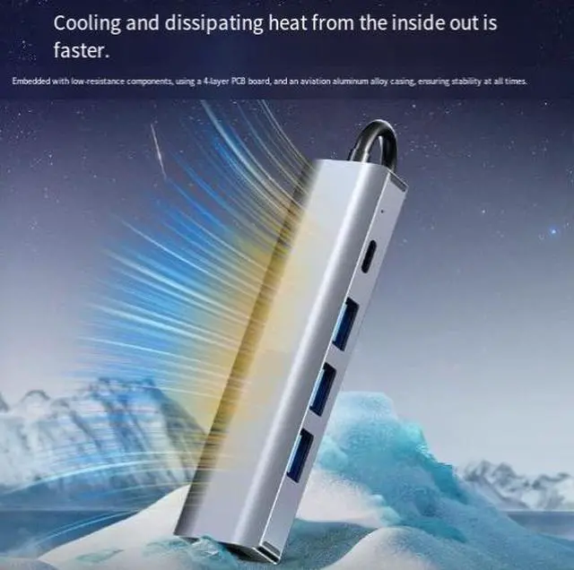 Alt view image 4 of 4 - Type-C Hub with Gigabit Ethernet USB 3.0 Expansion Dock for Laptop, Multi-Port Adapter with USB 3.0 Ports, Hub Splitter for MacBook/PC