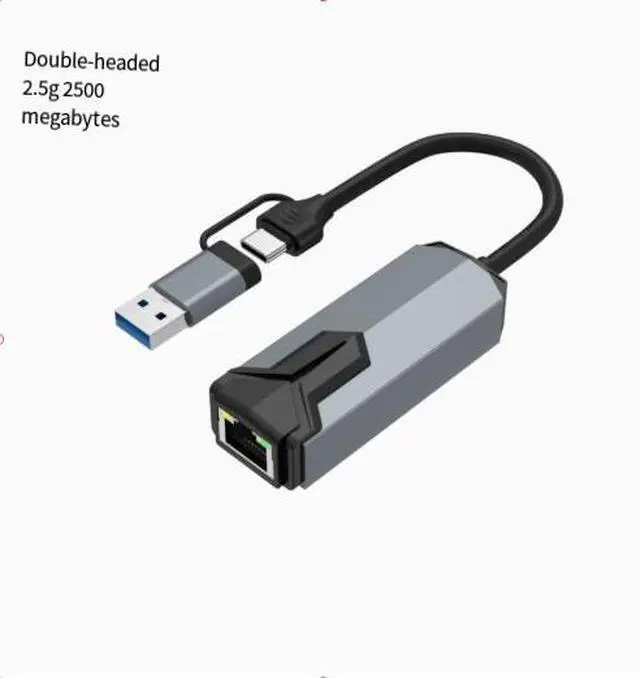 Main image of 2.5G USB/Type-C to RJ45 Gigabit Ethernet Adapter Dual Interface USB 3.0 & Type-C Network Card for PC/Laptop/MacBook/NAS, 2500Mbps High-Speed LAN Converter, Plug-and-Play