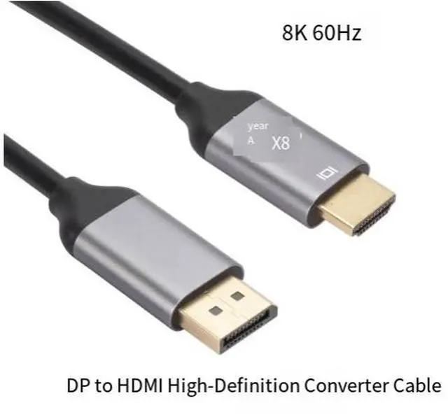 Alt view image 4 of 4 - 8K DisplayPort to HDMI Cable 1.8m DP 1.4 to HDMI 2.1 Adapter Cord, 8K@60Hz 4K@120Hz Ultra HD Video Converter for PC/Laptop/Monitor/TV, HDR Support, Unidirectional
