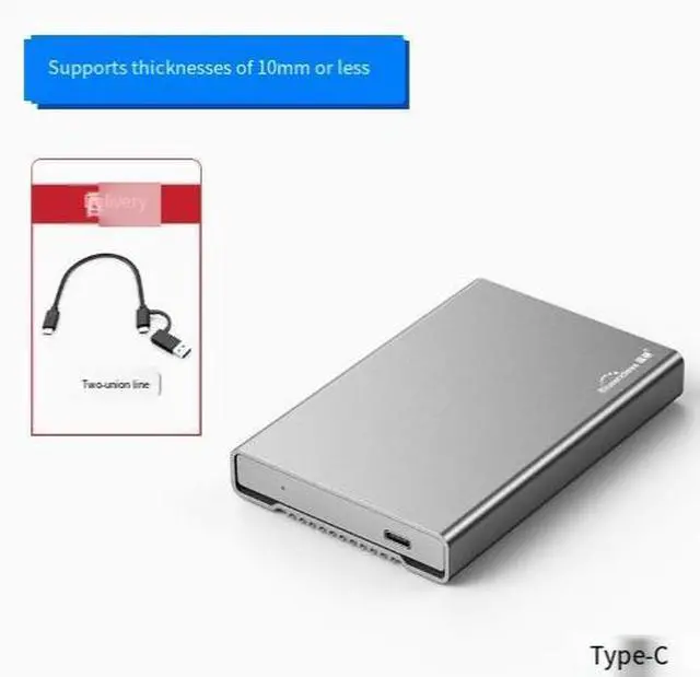 Alt view image 2 of 4 - All-Metal 2.5-inch SATA Hard Drive Enclosure USB 3.0 Type-C to SATA III Adapter Case for 7mm/9.5mm/15mm HDD/SSD, External Tool-Free Storage Box with 2-in-1 Cable, UASP Support