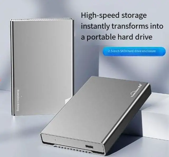 Alt view image 4 of 4 - All-Metal 2.5-inch SATA Hard Drive Enclosure USB 3.0 Type-C to SATA III Adapter Case for 7mm/9.5mm/15mm HDD/SSD, External Tool-Free Storage Box with 2-in-1 Cable, UASP Support