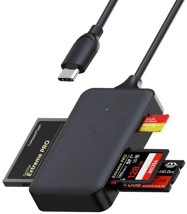 Main image of USB-C 4-in-1 Memory Card Reader USB 3.0 High-Speed Adapter with SD/TF/MS/CF Slots, OTG Function for Phone/Tablet/Laptop, Plug-and-Play Type-C Hub for Data Transfer