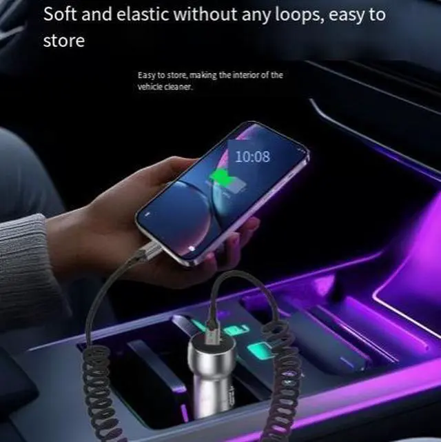 Alt view image 3 of 4 - Thunderbolt 5 / USB4 Spring Coiled Cable 80Gbps High-Speed Data Transfer, 240W PD Fast Charging, 16K Video Support, Middle Bend Type-C to Type-C, 1.2m