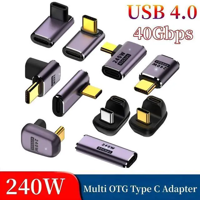 Alt view image 5 of 5 - 90° Side-Angle USB4 Type-C Adapter 40Gbps 240W Right Angle Male to Female, 8K HDMI Alt Mode Extension for Gaming/MacBook/iPad