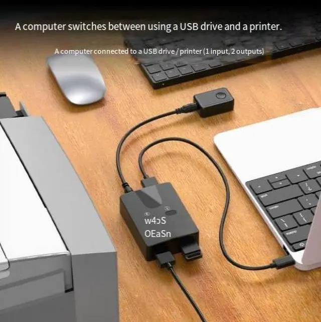 Alt view image 3 of 4 - USB 3.0 Printer Switch with Desktop Controller 2-in-1-out USB 3.0 Sharing Switch for Printer, Scanner, Keyboard, Mouse, Remote Button for Easy Switching