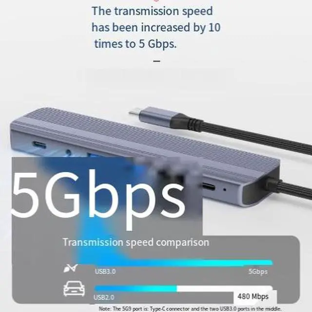 Alt view image 4 of 4 - HiFi Audio USB-C Hub 7-in-1 4K@60Hz HDMI, 100W PD Pass-Through Charging, 3.5mm Hi-Fi Audio Jack, 2x USB 3.0, SD/TF Card Slot For MacBook/iPad/Android/Switch, Edge-Charging Support