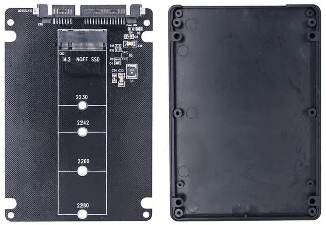 Alt view image 3 of 4 - SATA protocol M.2 hard drive NGFF B KEY solid-state SSD adapter for 2.5-inch SATA 3 conversion card with casing