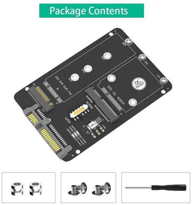 Alt view image 4 of 4 - M.2 NGFF/MSATA to SATA3 One-Stop Dual-Function SSD Solid State Drive 2.5-inch Hard Drive Adapter Card