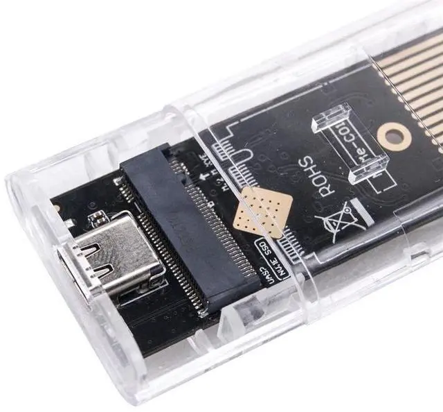 Alt view image 3 of 5 - M.2 NVMe SSD Enclosure Transparent USB 3.1 Type-C External Hard Drive Case, 10Gbps High-Speed, Tool-Free Sliding Design, Supports 2230/2242/2260/2280 SSDs, Dual Protocol