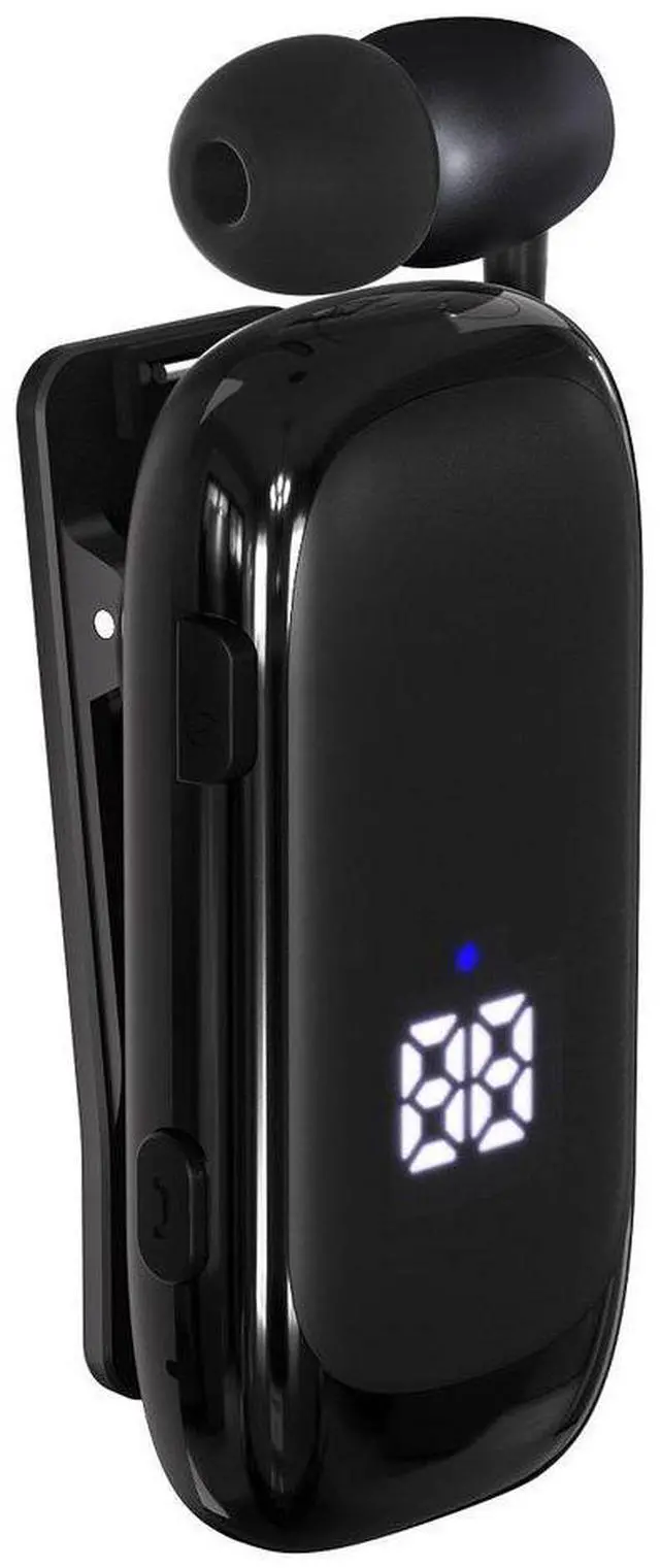 Main image of K88 Retractable Reel Clip-On Bluetooth Headset Business & Sports, 20H Playtime, 5.4V, LED Display, Vibration Alert black