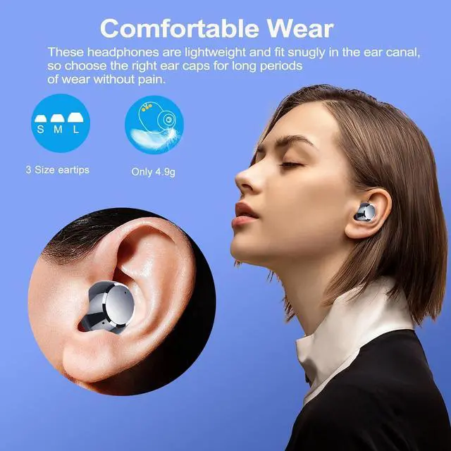 Alt view image 2 of 5 - Q26 In-Ear Smart Bluetooth Headset 128H Playtime, ENC Noise Cancelling, Hi-Fi Sound, Digital Battery Display, Emergency Charging Case