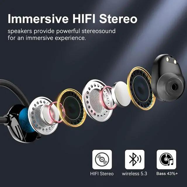 Alt view image 4 of 5 - Q61 Over-Ear In-Ear Smart Bluetooth Headset HD Calls, Digital Display, IPX4 Waterproof, Long Battery Life, Bluetooth 5.2