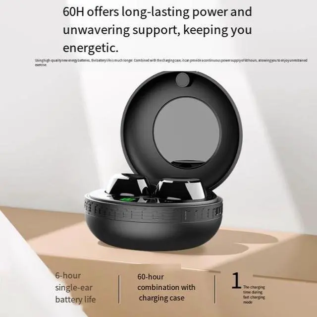 Alt view image 4 of 4 - Q16 In-Ear Smart Bluetooth Headset Digital Battery Display, 6H Playtime, IPX6 Waterproof, 500mAh Charging Case, Bluetooth 5.3