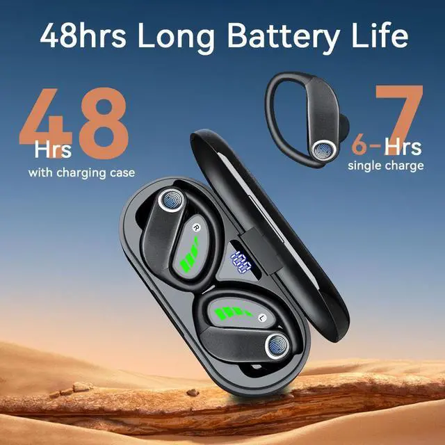 Alt view image 2 of 5 - Q30 Over-Ear Soft Silicone In-Ear Bluetooth Headset OWS Open-Ear, 5.2 Smart, Digital Display, IPX4, Cross-Border Export