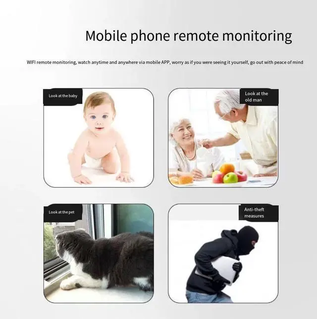Alt view image 3 of 4 - V380 Pro Security Camera Commercial & Home, Wireless HD, Mobile Remote, Baby/Pet/Elderly Monitor, Strong Suction Mount