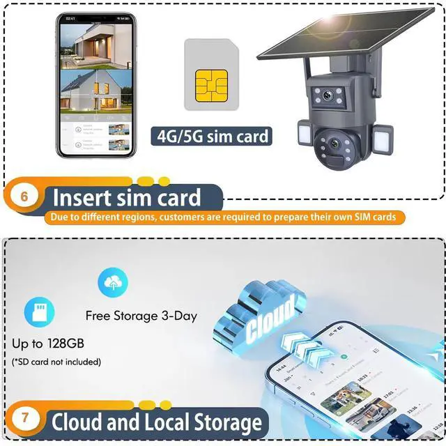 Alt view image 3 of 5 - UBOX Solar Security Camera 20X Zoom, 6MP, Gun & Ball Linkage, Full-Color Night Vision, 4G EU Version, Solar Powered