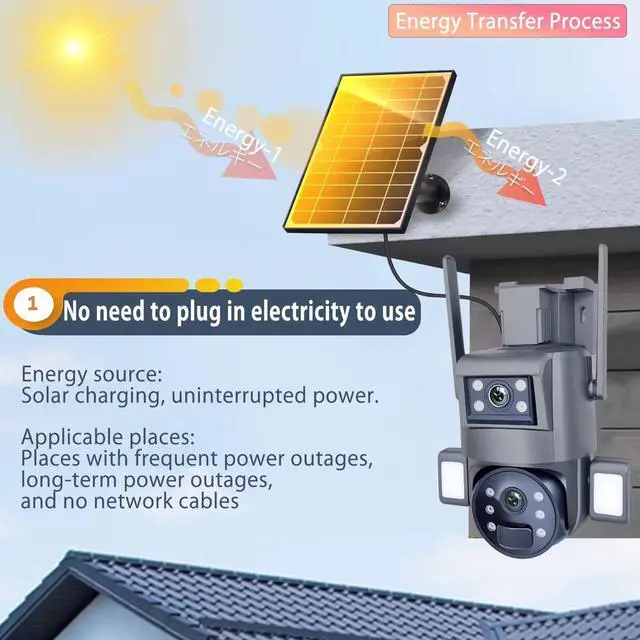 Alt view image 4 of 5 - UBOX Solar Security Camera 20X Zoom, 6MP, Gun & Ball Linkage, Full-Color Night Vision, 4G EU Version, Solar Powered