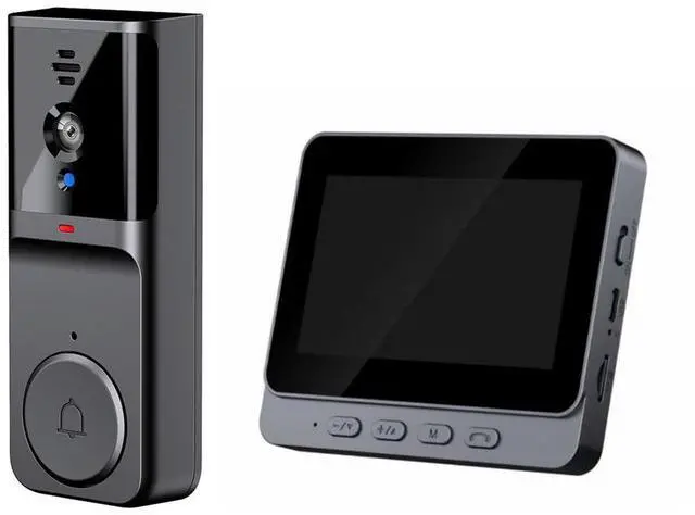 Main image of 4.3" Smart Wireless Video Doorbell Electronic Cat Eye, Two-Way Audio, Night Vision, No Drilling, Rechargeable