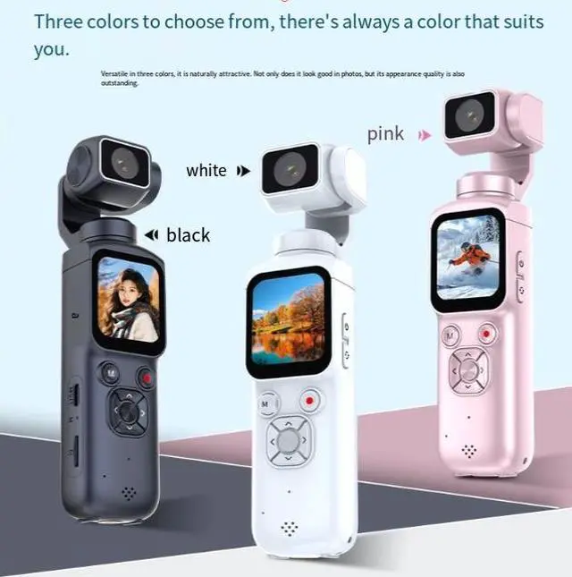 Alt view image 5 of 6 - Handheld Gimbal Camera 4K, Pocket Stabilizer, Travel Vlog Camera, WiFi, 1.72" Touch Screen, 64GB Card + USB Reader Included white