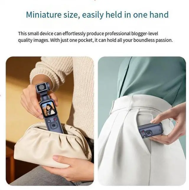 Alt view image 2 of 6 - Handheld Gimbal Camera 4K, Pocket Stabilizer, Travel Vlog Camera, WiFi, 1.72" Touch Screen, 64GB Card + USB Reader Included white