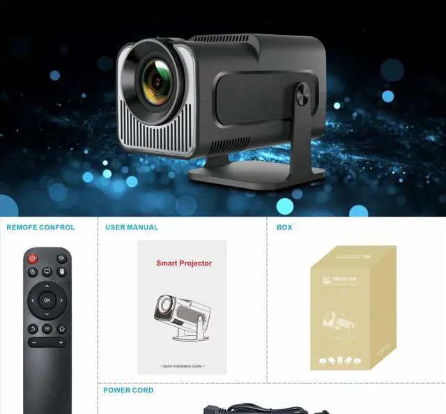 Alt view image 5 of 5 - HY320 MINI 4K Android Smart Projector Portable, Short Throw, 720P, 200 ANSI, WiFi6, Auto Keystone, Home Theater