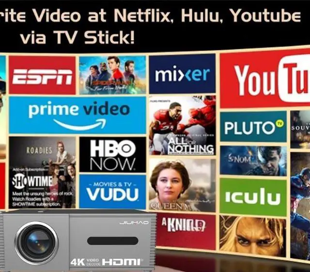 Alt view image 2 of 4 - JY535 Electric Focus 4K Smart Gimbal Projector Android 13, 450 ANSI, 200" Max, Auto Keystone, WiFi6, Home Theater