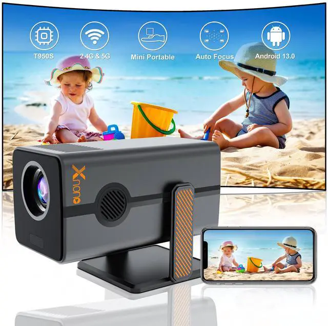 Alt view image 4 of 5 - Mini Voice Control Auto Focus Projector 1080P Native, 300 ANSI, 4K Decoding, 60-120", Bedroom Wall Projection, Smart