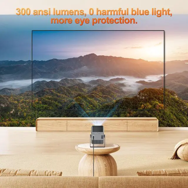 Alt view image 5 of 5 - Mini Voice Control Auto Focus Projector 1080P Native, 300 ANSI, 4K Decoding, 60-120", Bedroom Wall Projection, Smart